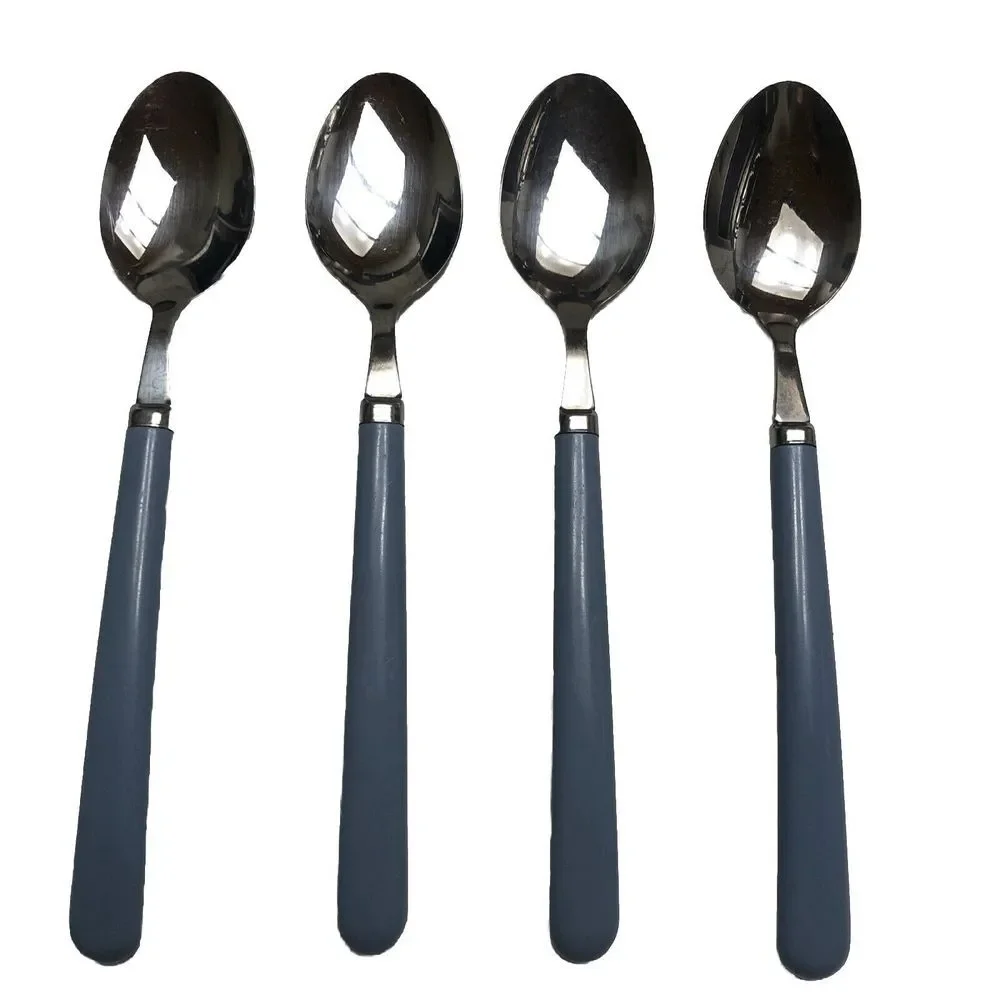 Vintage Teaspoons Light Blue Imperial Stainless‎ Flatware Taiwan Lot Of 4